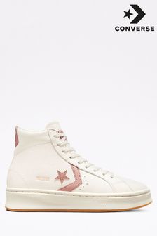 Converse White Soothing Craft Pro Leather Lift Trainers