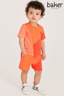 Baker by Ted Baker Orange Colourblock T-Shirt and Shorts Set