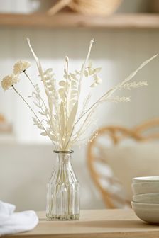 Natural Artificial Dried Flowers In Glass Bottle