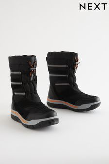 Black Water Resistant Thinsulate™ jacquard-woven Lined Snow Boots (A40322) | £34 - £38