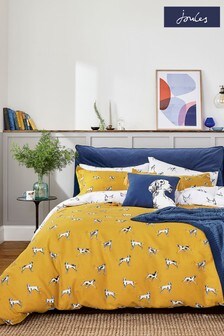 Joules Antique Gold Brushed Cotton Sketchy Dogs Duvet Cover and Pillowcase Set
