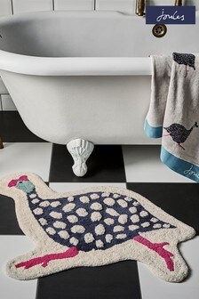 Joules Multicolour Cotton Guinea Fowl Bath Mat