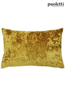 Riva Paoletti Ochre Yellow Verona Crushed Velvet Rectangular Polyester Filled Cushion
