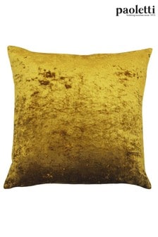 Riva Paoletti Ochre Yellow Verona Crushed Velvet Polyester Filled Cushion