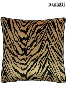 Riva Paoletti Gold Tigris Velvet Polyester Filled Cushion