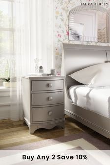 Pale French Grey Broughton 3 Drawer Bedside Chest