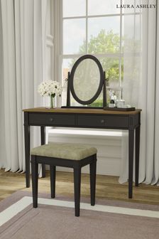 Charcoal Oak Eleanor Two Drawer Dressing Table Stool And Mirror Set