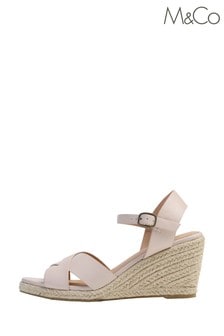 M&Co Pink Crossover Strap Wedge Espadrilles