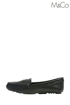 M&Co Black Faux Leather Loafers