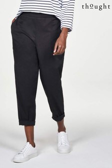 Thought Black Harriet Popper Detail Tencel™ Organic Cotton Trousers