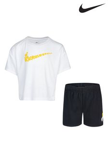 Nike Little Kids White Daisy T-Shirt And Shorts Set