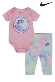 Nike White Baby Club Bodysuit and Joggers Set