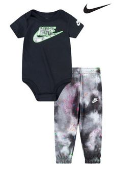 Nike Baby Black Tie Dye Bodysuit and Jogger Set