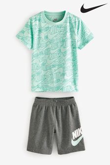 Nike Little Kids Green T-Shirt And Shorts Set