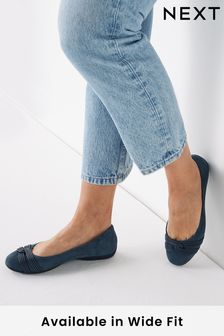 Navy Forever Comfort® Twist Leather Ballerina Shoes (A44564) | £45