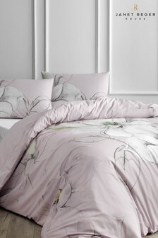 Janet Reger Pink Midnight Magnolia Duvet Cover and Pillowcase Set