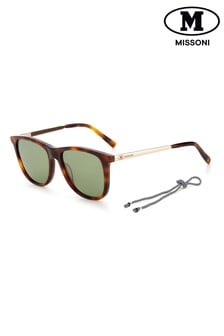 M by Missoni Tortoiseshell Brown Rectangular Sunglasses