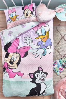 Pink Disney Minnie Mouse 100% Cotton Reversible Duvet Cover and Pillowcase Set