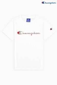 Champion White Floral Logo T-Shirt