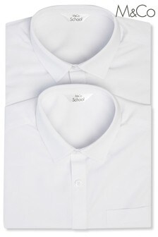 M&Co Back to School White Long Sleeve Shirts Two Pack