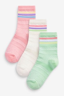 3 Pack Cotton Rich Pastel Sports Ankle Socks