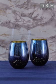 The DRH Collection Set of 2 Blue Double Old Fashioned Tumblers