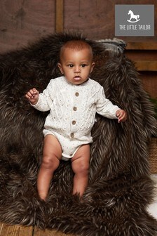 The Little Tailor Oatmeal Chunky Cable Knit Baby Cardigan