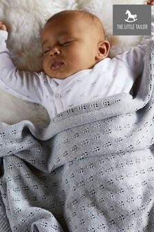 The Little Tailor Grey Pointelle Blanket