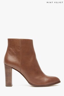 Mint Velvet Brown Tanya Leather Ankle Boots