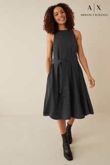 Armani Exchange Black Logo Print Dress