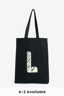 Black Zebra Cotton Reusable Monogram Bag For Life (A49202) | £6