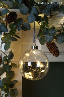 Set of 6 Clear Stars Glass LED Baubles
