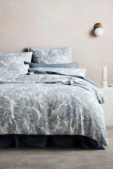 Sheridan Blue Drayson Floral Duvet Cover and Pillowcase Set