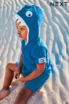 Blue Shark Towelling All-In-One (3mths-7yrs) (A50655) | £16 - £20
