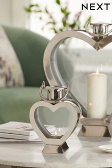Silver Heart Metal Mini Lantern Candle Holder