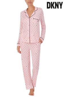 DKNY Pink Hearts Notch Collar Pyjama Set
