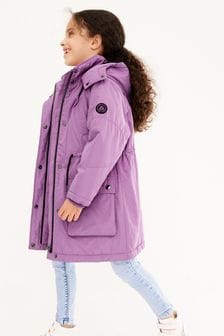 Lilac Purple Shower Resistant Parka Coat (4-12yrs) (A52032) | £49 - £53