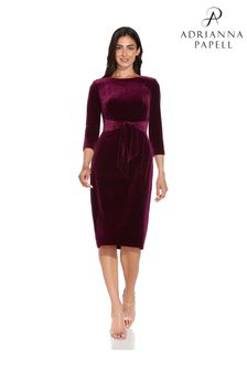 Adrianna Papell Purple Velvet Tie Front Dress