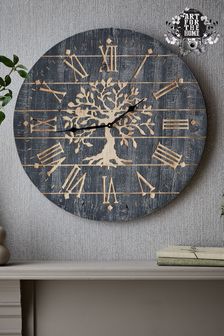 Art For The Home Grey Timepiece Tree Clock
