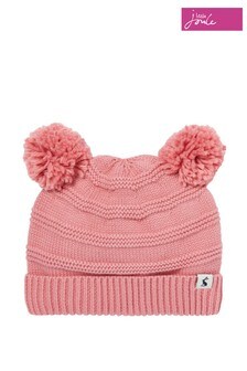 Joules Pink Pom Pom Organically Grown Cotton Knitted Bobble Hat