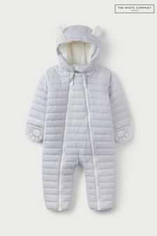 The White Company Baby Grey Recycled Quilted Pramsuit (A54782) | £49