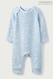 The White Company Blue Cloud Print Sleepsuit