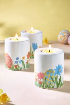 Set of 3 Multi Ceramic Spring Tealights
