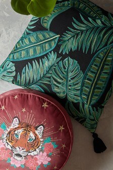 Skinnydip Green Embroidered Dominica Cushion