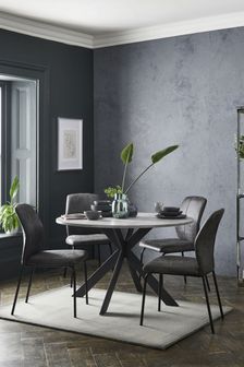 Dark Grey Newton Ceramic Effect and Upholstered 4 Seater Chair Dining Set (A57275) | £699