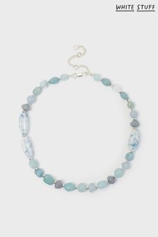 White Stuff Blue Pebble Ceramic Bead Necklace