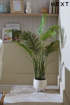 Green Large Artificial Palm Plant Footed Pot
