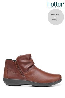 Hotter Brown Murmur Wide Fit Zip Ankle Boots