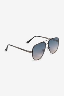 Gunmetal Chain Detail Aviator Sunglasses (A58864) | £16