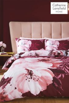 Catherine Lansfield Red Dramatic Floral Duvet Cover and Pillowcase Set
